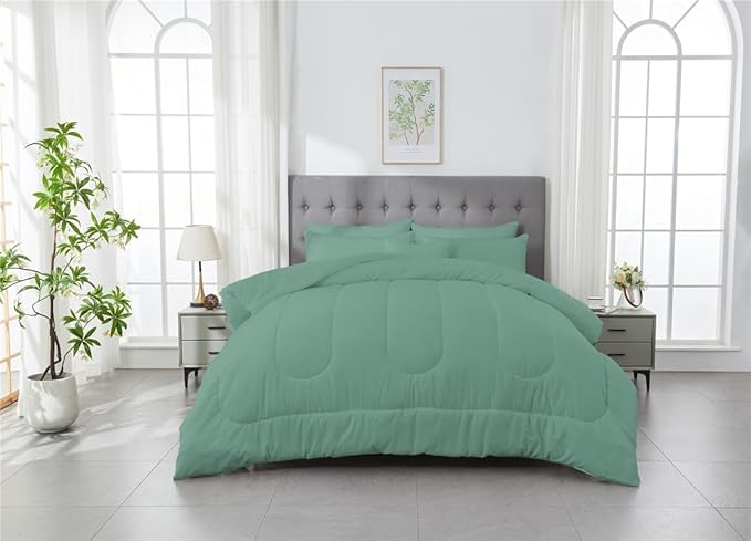 3 Piece Solid Color All Season Bedding Comforter Set Microfiber Soft Lightweight Bedding Set for Kids Teens Adults Room Decor with 1 Comforter and 2 Pillowcases Full