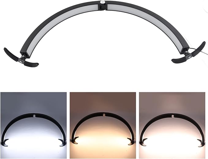 Pomya Half Moon Light for Nails, 28 Inch Foldable 3200K‑5600K Dimmable LED Half Moon Desk Lamp with Remote Control, 40W 2000LM Lighting Lamp for Beauty Lash Extension Manicure Tattoo