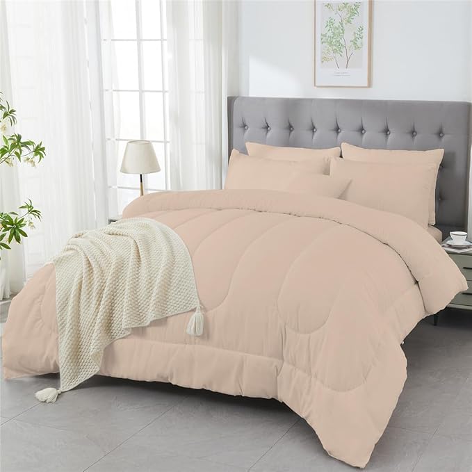 3 Piece Solid Color All Season Bedding Comforter Set Microfiber Soft Lightweight Bedding Set for Kids Teens Adults Room Decor with 1 Comforter and 2 Pillowcases King