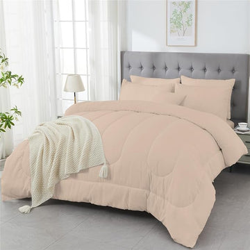 3 Piece Solid Color All Season Bedding Comforter Set Microfiber Soft Lightweight Bedding Set for Kids Teens Adults Room Decor with 1 Comforter and 2 Pillowcases Queen