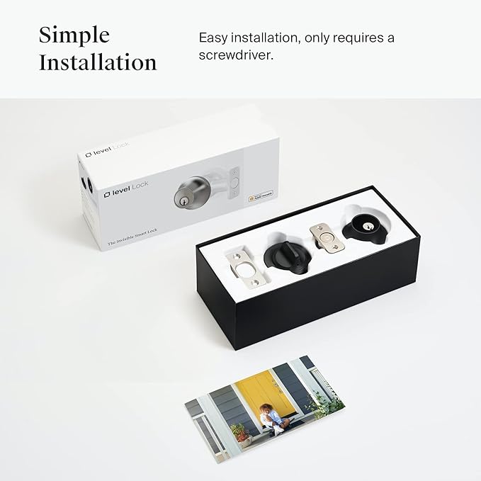 Level Lock Smart Lock - World's Smallest Smart Lock - Level App for iOS & Android - Works with Apple Home (Matte Black)