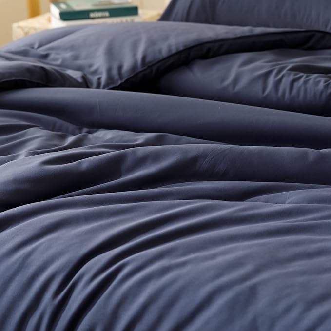 ROSGONIA Twin Comforter Set for College Boys Girls Navy Blue, 1 Boho Blue Comforter & 1 Pillowcase, Lightweight Kids Comforter Soft Dorm Bedding