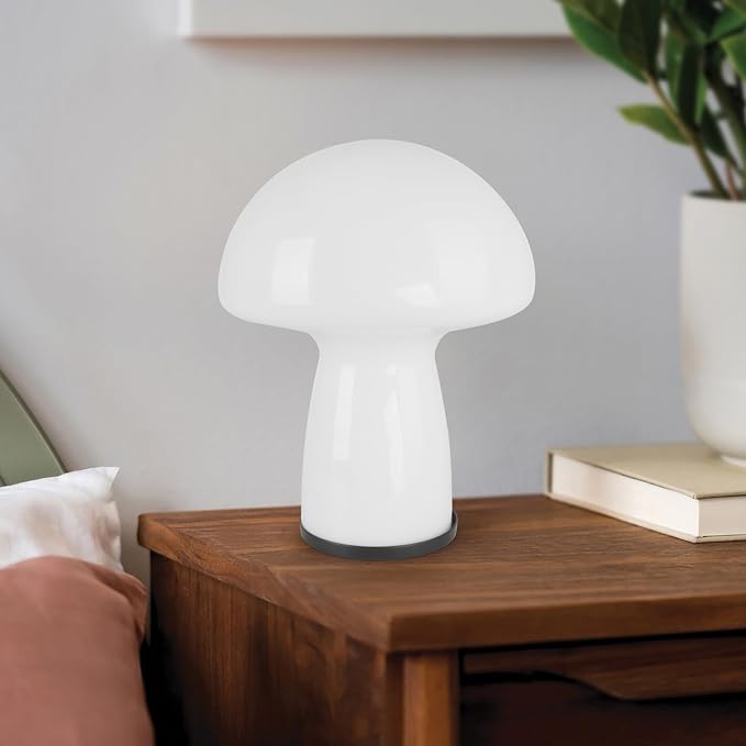 Milk White Mushroom lamp, Murano style retro design,Glass desk lamp with RGB 16 Color gradient dimmable LED bulbs, bedroom bedside bedside lamp, perfect home decoration.(LED Bulb Included)