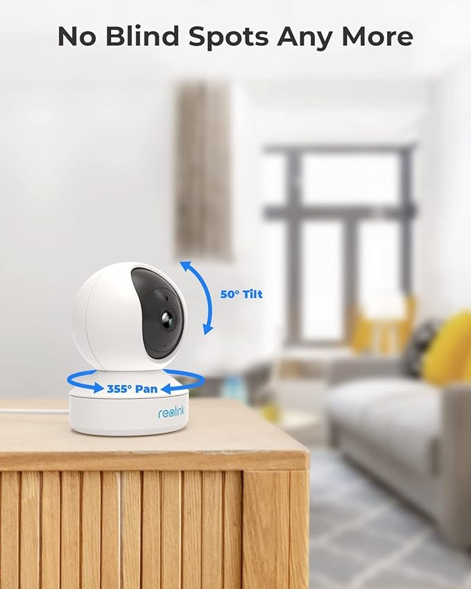 REOLINK Home Security Camera System, 3MP HD Plug-in Indoor WiFi Pan Tilt Pet Camera, Baby Monitor, Night Vision, 2 Way Talk, Smart Human/Pet Detection, Local microSD Card Storage, E1(2 Pack)