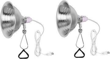 Simple Deluxe Clamp Lamp Light 150 Watt with 8.5 Inch Aluminum Reflector (no Bulb Included), 6 Feet Cord, 2 Pack, White