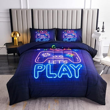 Gamer Bedding Sets for Boys,Twin Comforter Set for Boys,Gaming Comforter Set for Boys,Kids Bedding Twin with 2 Gamer Pillowcases,Microfiber Boys Bed Set,All Season Use