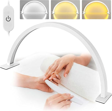LED Half Moon Light for Nail 3000-6000k 45w 30in Desk lamp lash lamp for lash Extension Led Light for Nails tech, Stepless Dimming（2520 LM）