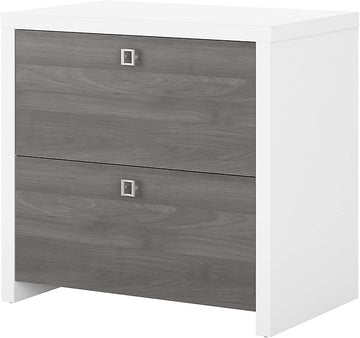 Office by kathy ireland Echo 2-Drawer Lateral File Cabinet, Letter/Legal, Pure White/Modern Gray, 32-inch (KI60502-03)
