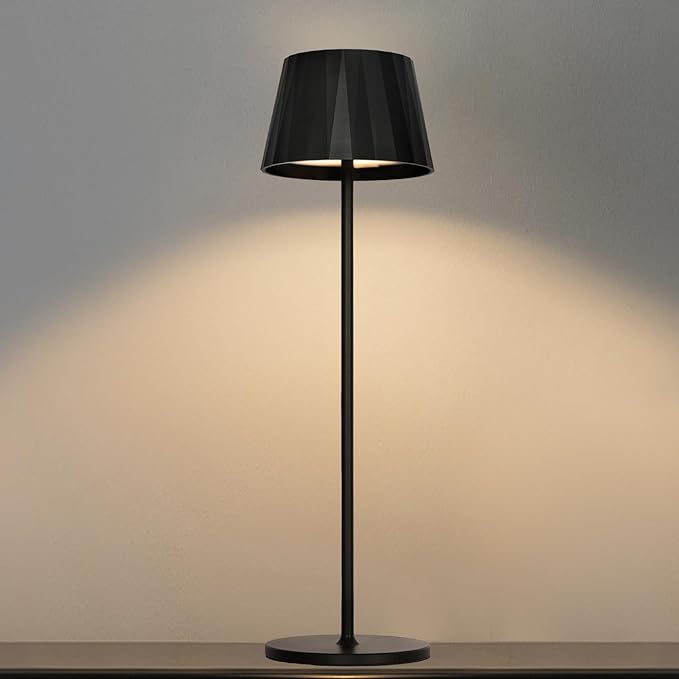 Modern LED Rechargeable Table Lamp,5200mAh Desk Lamp with Stepless Dimming, Touch Switch Cordless Waterproof Night Light for Bedroom Camping Restaurant Bar (Black, 3000K, Warm White)