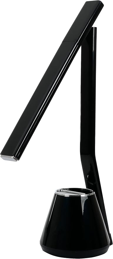 Folding Mini Desk Lamp - Dimmable Touch Control 8W LED Portable Light - Foldable 17.67" H Table Top Lamps for Office Home & Travel, Black