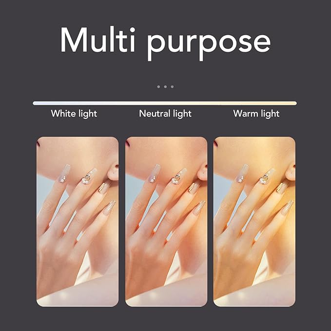 30W Black Half Moon Table Nail Desk Lamp Eyelash Beauty Lamp 3000K to 6000K Nail Art Microblading Desk Lamp (US Plug)