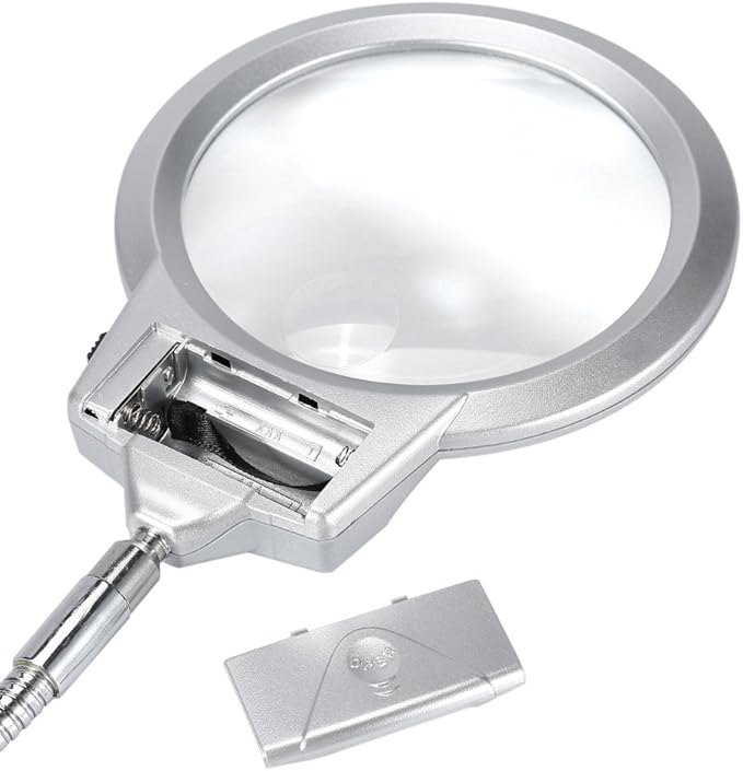 LED magnifying lamp, table magnifying glass, magnifying glass lighting lens with flexible gooseneck, for bed lamp, tattoo, manicure, makeup, eyelashes, suitable for crafts,