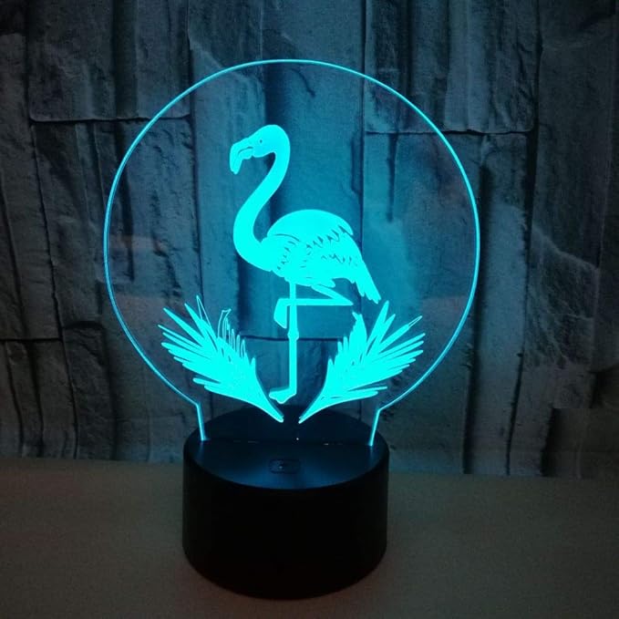 Flamingo Lamp - Acrylic 3D Night Lights USB LED Table Lamp Home r2d2 3D Arts Lamp - 3D Optical Illusions 7 Color Changing Bedroom Decor Night Light Gifts for Elder Father Mother & Friends.