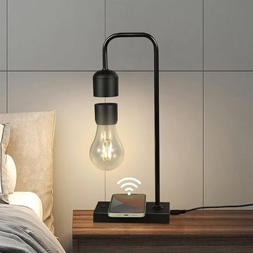 Unique Magnetic Levitating Lamp with LED Light Bulb Floating in The Air Wireless Charger Auto Control