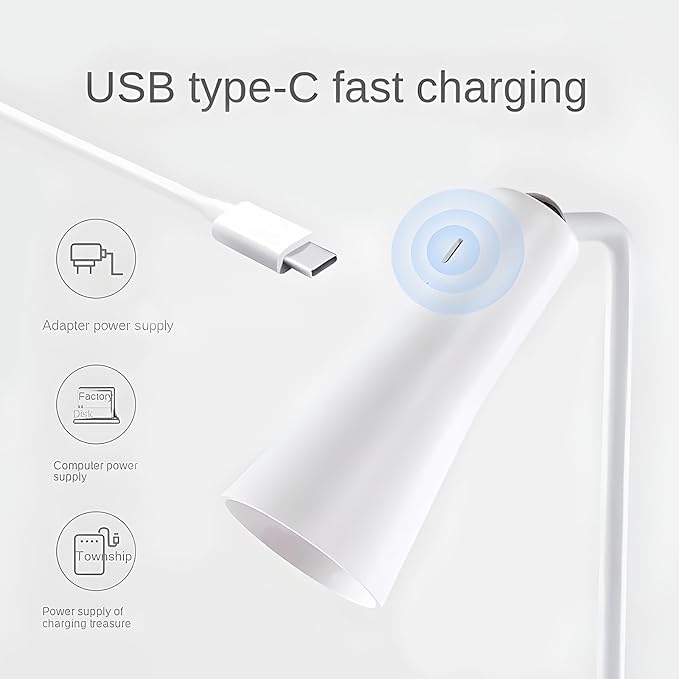 Wireless Rechargeable Desk Lamp LED Cordless Table Light Adjustable Direction Home Touch Table lamp 3 Brightness Eye-Caring Sensitive Control Bedside Light Removable Ambiance for Office Home Study