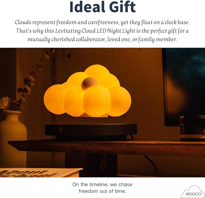 Levitating Cloud Lamp, Magnetic Floating Cloud LED Light Desk Lamp Table lamp Night Light，Unique Gifts Christmas Room Home Office Decor (Cloud Lamp)