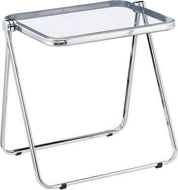 KAIHAOWIN Small Folding Table- Acrylic Morden TV Tray for Snack Dinner on Couch, Tiny Foldable Desk Writing Desk for Home Office for Small Spaces No Assembly Required