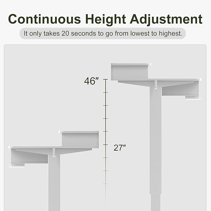 BANTI Height Adjustable Electric Standing Desk with 4 Drawers, 55 x 24 Inch Table with Storage Shelf, Sit Stand Desk, White Top