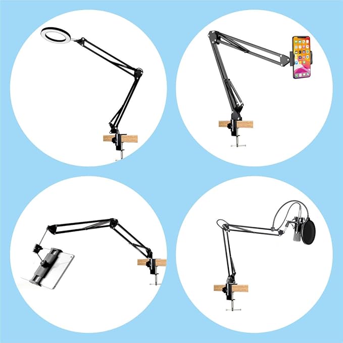 Desk lamp Clamp: 2PACK 1/2 Enlarge Hole Replacement C Clamp Desk Light,Magnifying Glass w/ Light,Table Mic Stand,Mic Arm Desk Mount, Phone Holder,for Office Work Task (M Black) (C CLAMP SMALL)