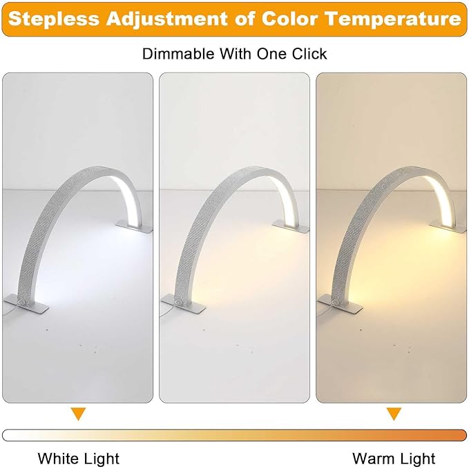 Half Moon Nail Desk Lamp, 48W Manicure LED Light for Nails, 3360 Lumen Stepless Dimming with Wire Controller, 3 Light Modes Nail Light for Desk, Arch Light for Nail Techs