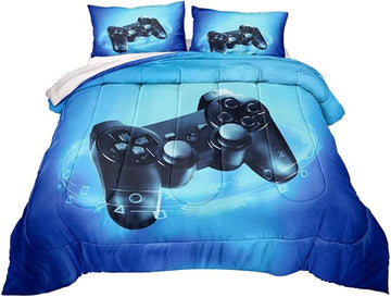 Gaming Comforter for Boys Teen Game Contoller Bedding Set for Kids Down Alternative Comforter for All Season Gamer Home Decor for Boys Comforter Set Full,1 Comforter with 2 Pillowcases