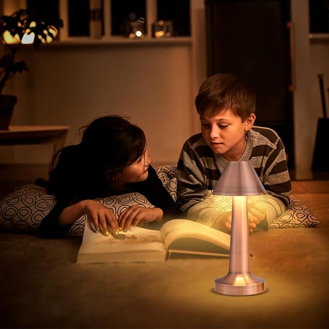 Portable LED Table Lamp, 3-Levels Brightness Metal Desk Lamp, 3 Color Touch Control Rechargeable Lamp, Night Light, Bedside Lamp,Dining Room Lamp (Red)