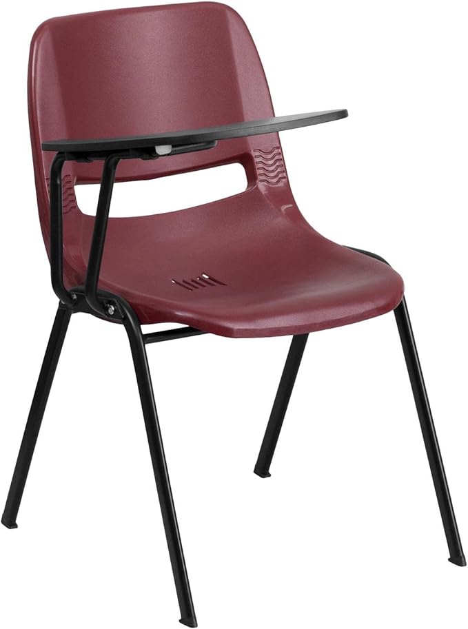Flash Furniture HERCULES Burgundy Ergonomic Shell Chair with Right Handed Flip-Up Tablet Arm