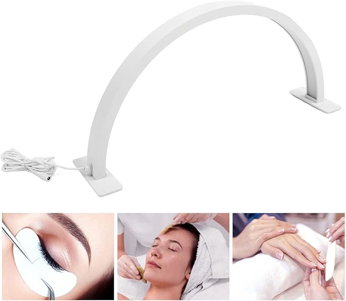 LED Half Moon Light, 25W Desktop LED Light 3000K to 6500K Desktop Beauty Lamp LED Half Moon Light Half Moon Beauty Lamp Half Moon Shaped Adjust Brightness Eyelash Beauty Lamp, White half moon light