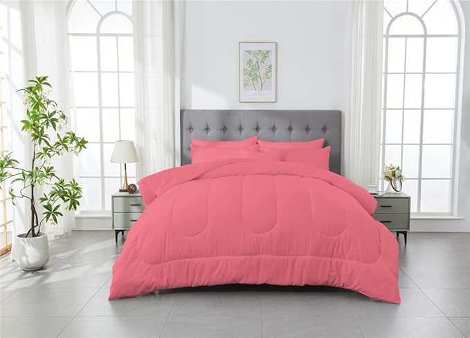 3 Piece Solid Color All Season Bedding Comforter Set Microfiber Soft Lightweight Bedding Set for Kids Teens Adults Room Decor with 1 Comforter and 2 Pillowcases Full