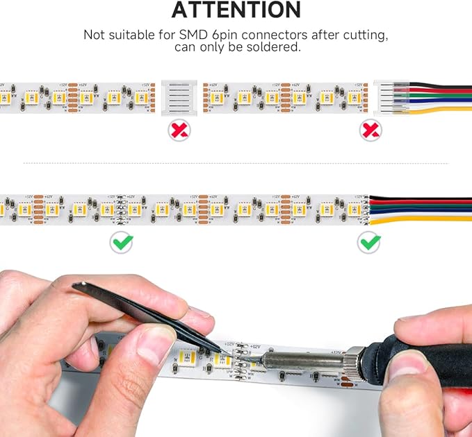BTF-LIGHTING RGBCCT 5 Colors in 1 LED Tape Lights 5050SMD RGBWW RGB+Dimmable Color Temperature 2700K-6500K 16.4ft 96LED/m 480LED IP65 DC12V White PCB for Home Decoration(No Adapter or Controller)