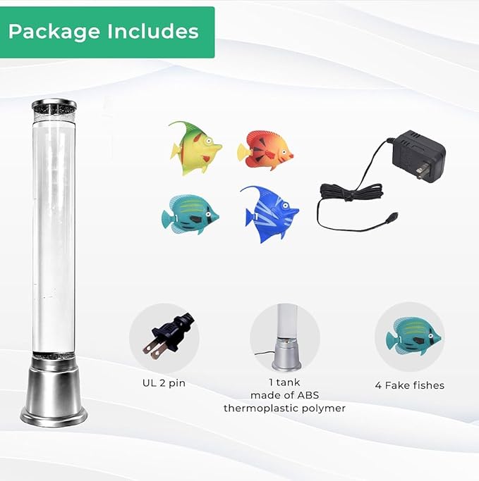 Shop LC Electric Fake Fish Tank Aquarium Lamp with 6 LED Glowing Colors Changing Lights and Sensory Bubble Tube Lamp - Artificial Fish Tank with Moving Fish - Night Light Sensory Lamp Birthday Gifts