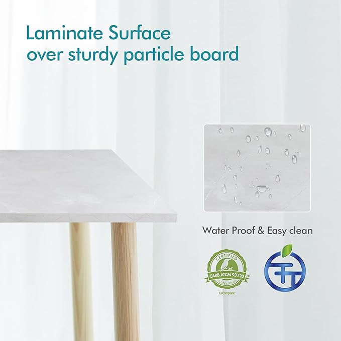 Kaboon Universal Tabletop 55"x20", Solid One-Piece Melamine Table Top, Double Desk L-Desk DIY, Home and Office, White Rock