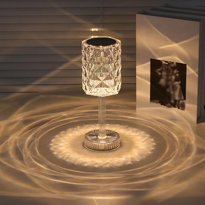 Portable Crystal Table Lamp,Acrylic Cordless LED Desk Lamp with Touch Control, 3 Color Touch Control Rechargeable Lamp, Night Light, Bedside Lamp,Dining Room Lamp (3 Color Crystal Lamp)
