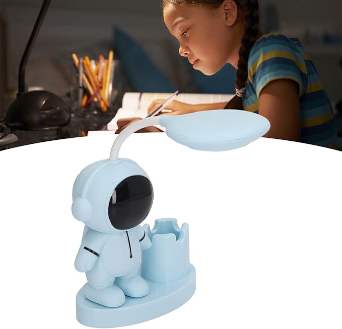 SUNGOOYUE Shape Small Desk Lamp, Rechargeable Desk Lamp with Pen Holder Sharpener Night Light for Dorm Bedroom (Blue)
