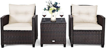 3 PCS Patio Furniture Set, OneSize, White