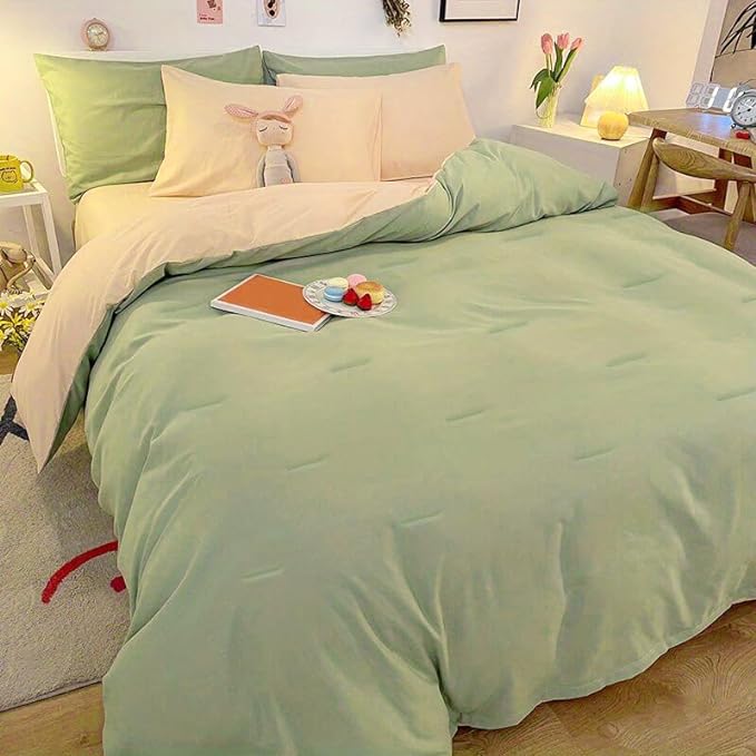 NINENINE Sage Green Comforter Set Queen,Light Green Bedding Set,Comforter Set for Women Men, Solid Color Camel Green Comforter Sets with 1 Comforter 2Pillowcases