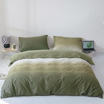 Gradient Green Comforter Set Ombre White Green Bedding Set Full Women Aesthetic Comforter 3 PCs Green Color Bed Comforter Set Full Gradient White and Green Comforter Set Full Size