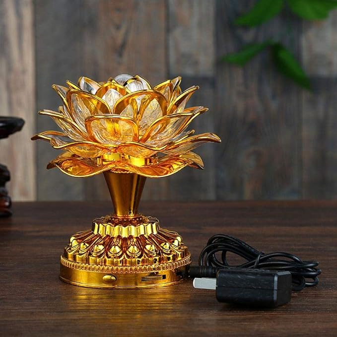 GLOGLOW Buddha Machine, LED Lotus Lamp Buddha Lamp Prayer Machine Prayer Machine with 36 Songs (without Battery)
