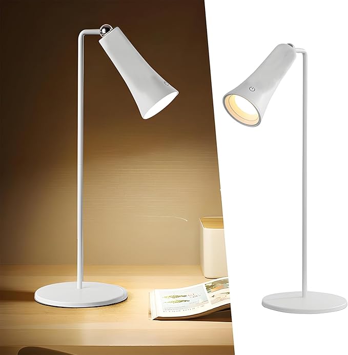 Wireless Rechargeable Desk Lamp LED Cordless Table Light Adjustable Direction Home Touch Table lamp 3 Brightness Eye-Caring Sensitive Control Bedside Light Removable Ambiance for Office Home Study