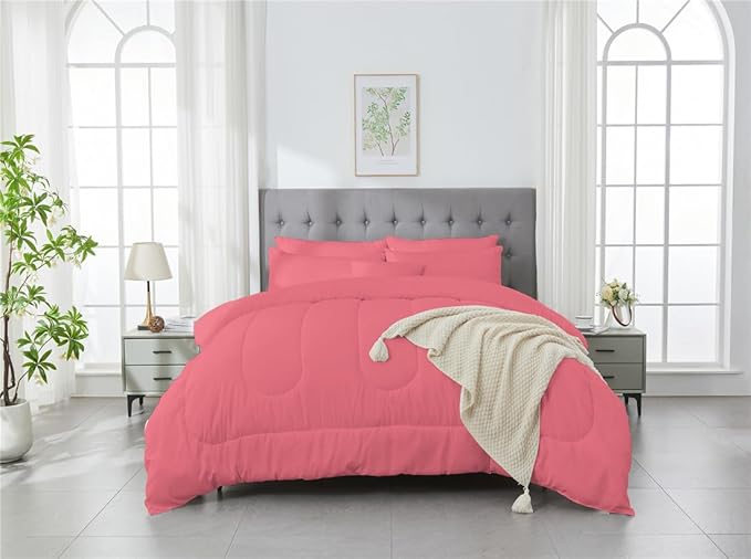 3 Piece Solid Color All Season Bedding Comforter Set Microfiber Soft Lightweight Bedding Set for Kids Teens Adults Room Decor with 1 Comforter and 2 Pillowcases Full