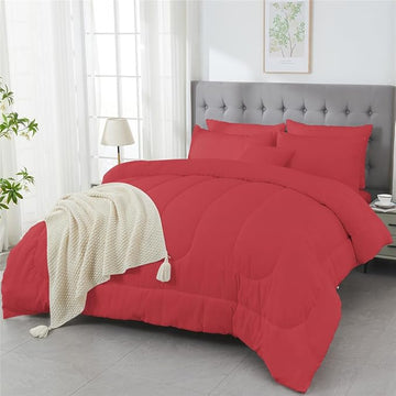3 Piece Solid Color All Season Bedding Comforter Set Microfiber Soft Lightweight Bedding Set for Kids Teens Adults Room Decor with 1 Comforter and 2 Pillowcases Queen