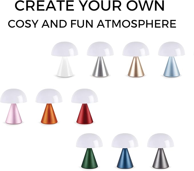 Lexon Mina L Mushroom Lamp - 9 LED Color Table Lamp for Bedrooms, Living Room & Office - Cordless, Rechargeable with 24h Light & Dimmer, Aluminum, Large - Soft Gold