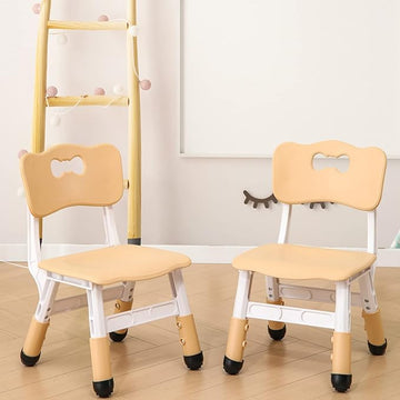 Adjustable Kid Chairs Indoor 3 Level Adjustable Suitable for Children Age 2-6. Maximum load-bearing 220LBS Suitable for Family Classroom and Nursery Child Seat Set (2-Pack-Beige)