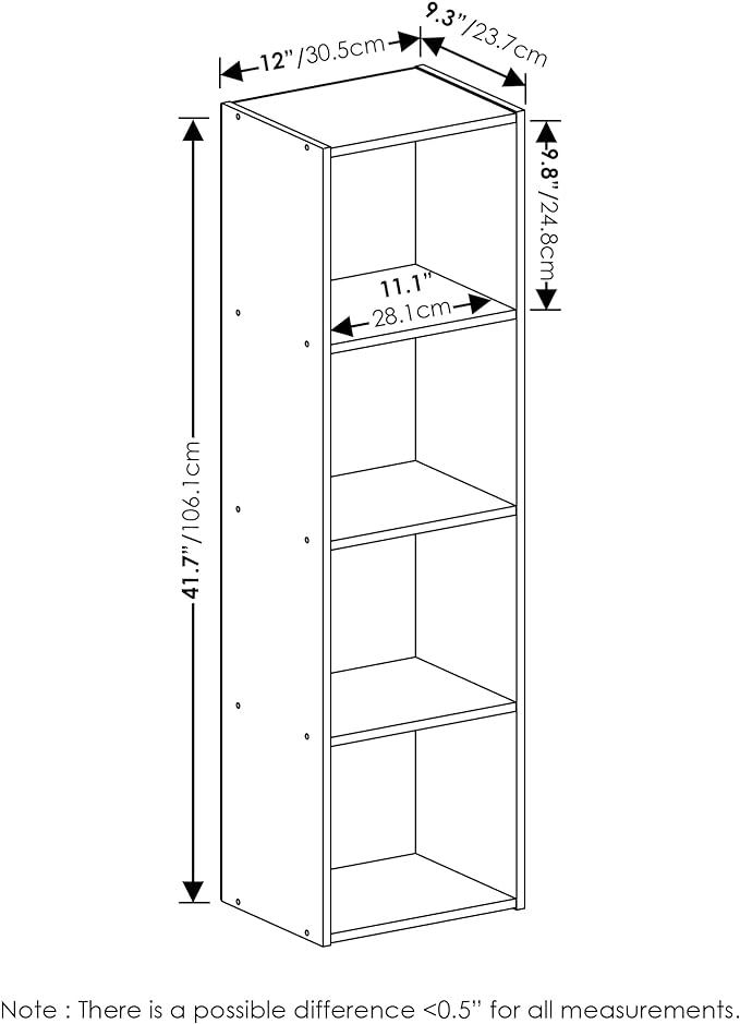 Furinno Luder Bookcase / Book / Storage, 4-Tier Cube,White