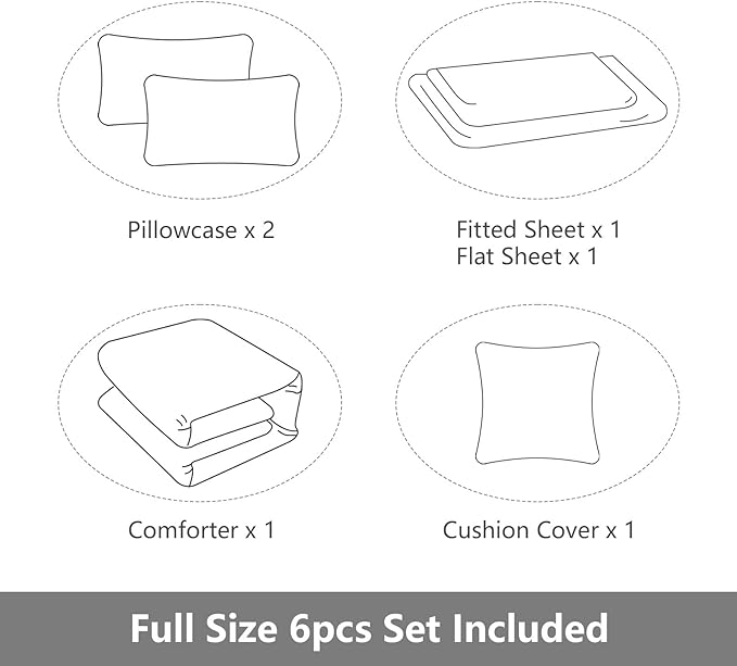 6 Pieces Bed in A Bag Gamer Bedding Set for Boys Kids Adult Gaming Comforters Set,Boys Bed in A Bag Set Full Size Comforter with Fitted Sheet Flat Sheet Pillowcase pillowsham,DJTH5026Full