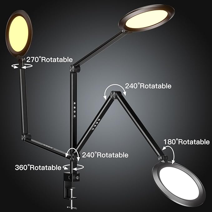 Desk Lamp LED with Remote Control, Desk Light for Video Conferencing, Zoom Light with Clamp, Adjustable Brightness & Color Temperature, Webcam Light, Keylight, Table Lamp