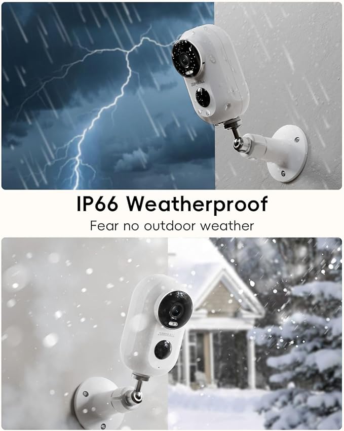 ZUMIMALL Security Cameras Wireless Outdoor with Magnetic Mount, 2K Outdoor Camera Wireless Battery Powered, 2.4G WiFi Cameras for Home Security Indoor,3MP Color Night Vision/Siren/PIR/AI/Cloud/Alexa