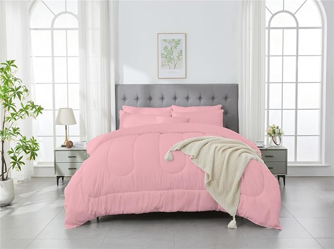 3 Piece Solid Color All Season Bedding Comforter Set Microfiber Soft Lightweight Bedding Set for Kids Teens Adults Room Decor with 1 Comforter and 2 Pillowcases King