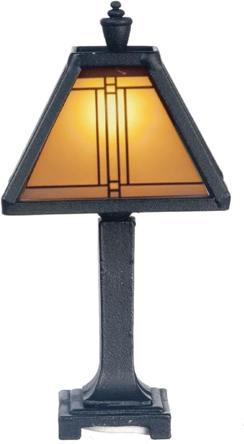 Dollhouse Miniature Craftsman Tiffany Lamp in Dark Bronze