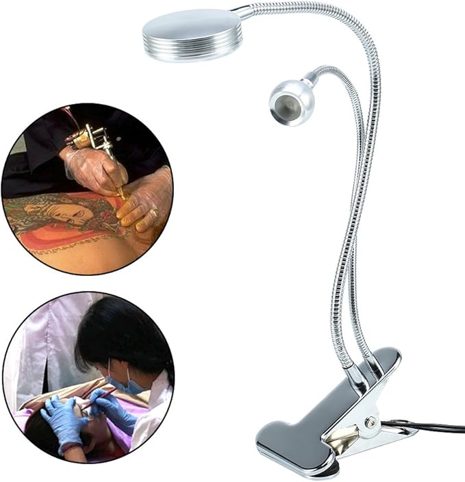 FILFEEL 2in1 LED with Clip, Illuminated Lights for Nail Desk Manicure Makeup Bed Reading Use Flexible Metal Hose with USB Interface